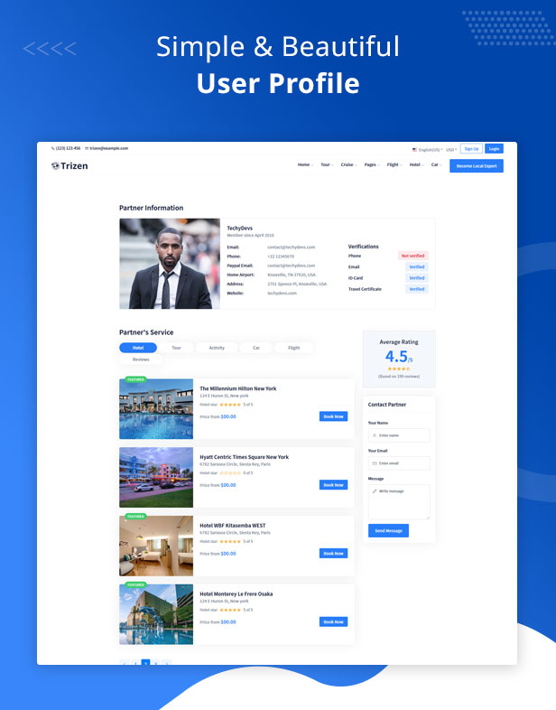 Trizen - Travel Hotel Booking HTML5 Template with Dashboard - 6